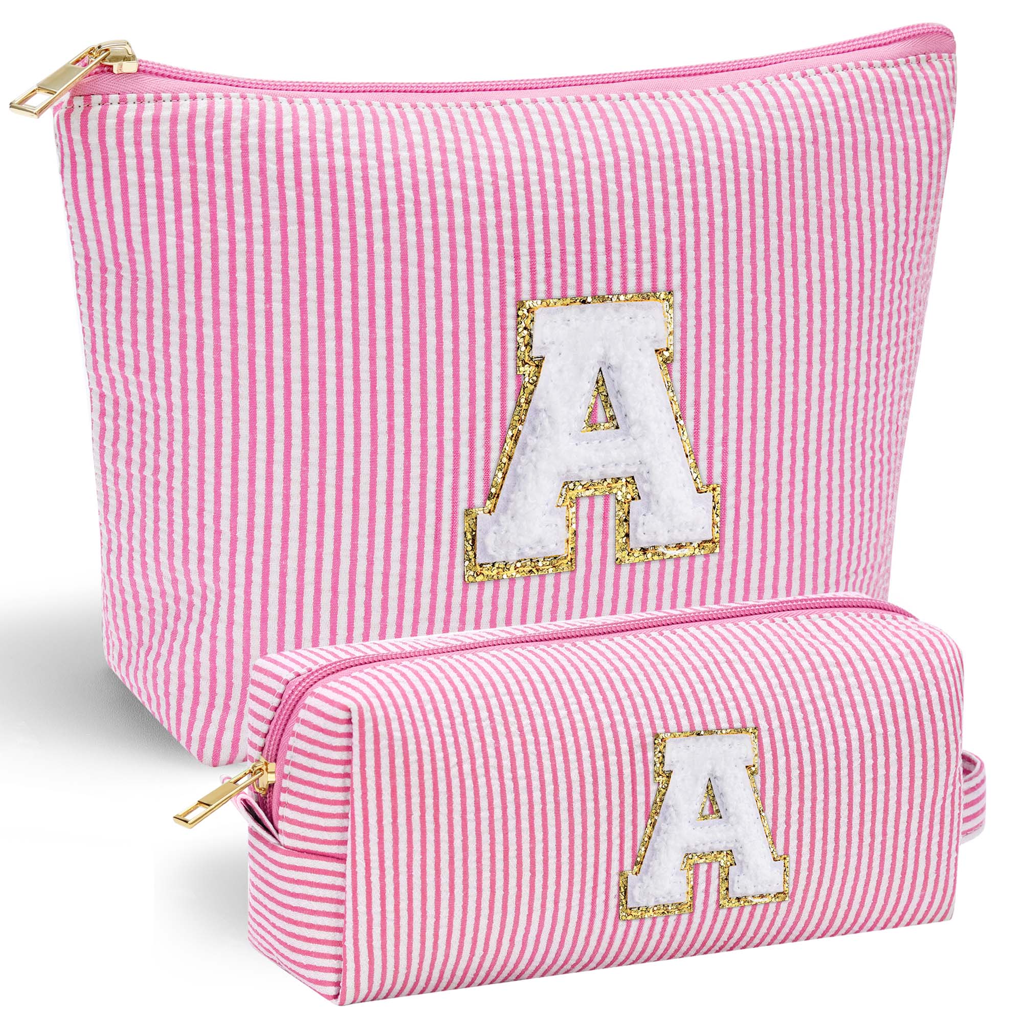 YOOLIFE Easter Basket Stuffers for Kids Teen Girls Women | Initial Makeup Bag | Pink Cosmetic Bag Travel Bags | 11 12 13 14 15 16 Years Old Girl Gift Teacher Gift Teen Girl Gifts Trendy Stuff A