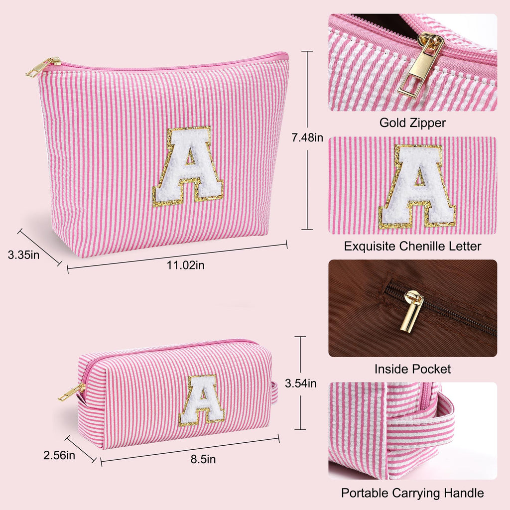 YOOLIFE Easter Basket Stuffers for Kids Teen Girls Women | Initial Makeup Bag | Pink Cosmetic Bag Travel Bags | 11 12 13 14 15 16 Years Old Girl Gift Teacher Gift Teen Girl Gifts Trendy Stuff A