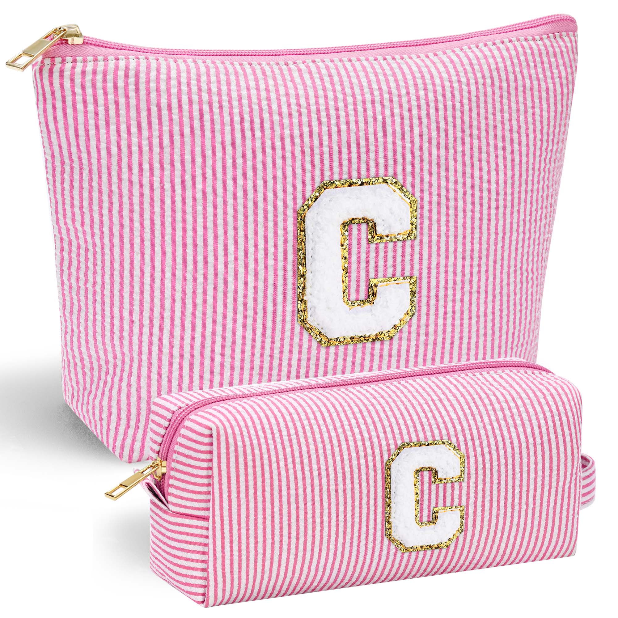 YOOLIFE Easter Basket Stuffers for Kids Teen Girls Women | Initial Makeup Bag | Pink Cosmetic Bag Travel Bags | 11 12 13 14 15 16 Years Old Girl Gift Teacher Gift Teen Girl Gifts Trendy Stuff A