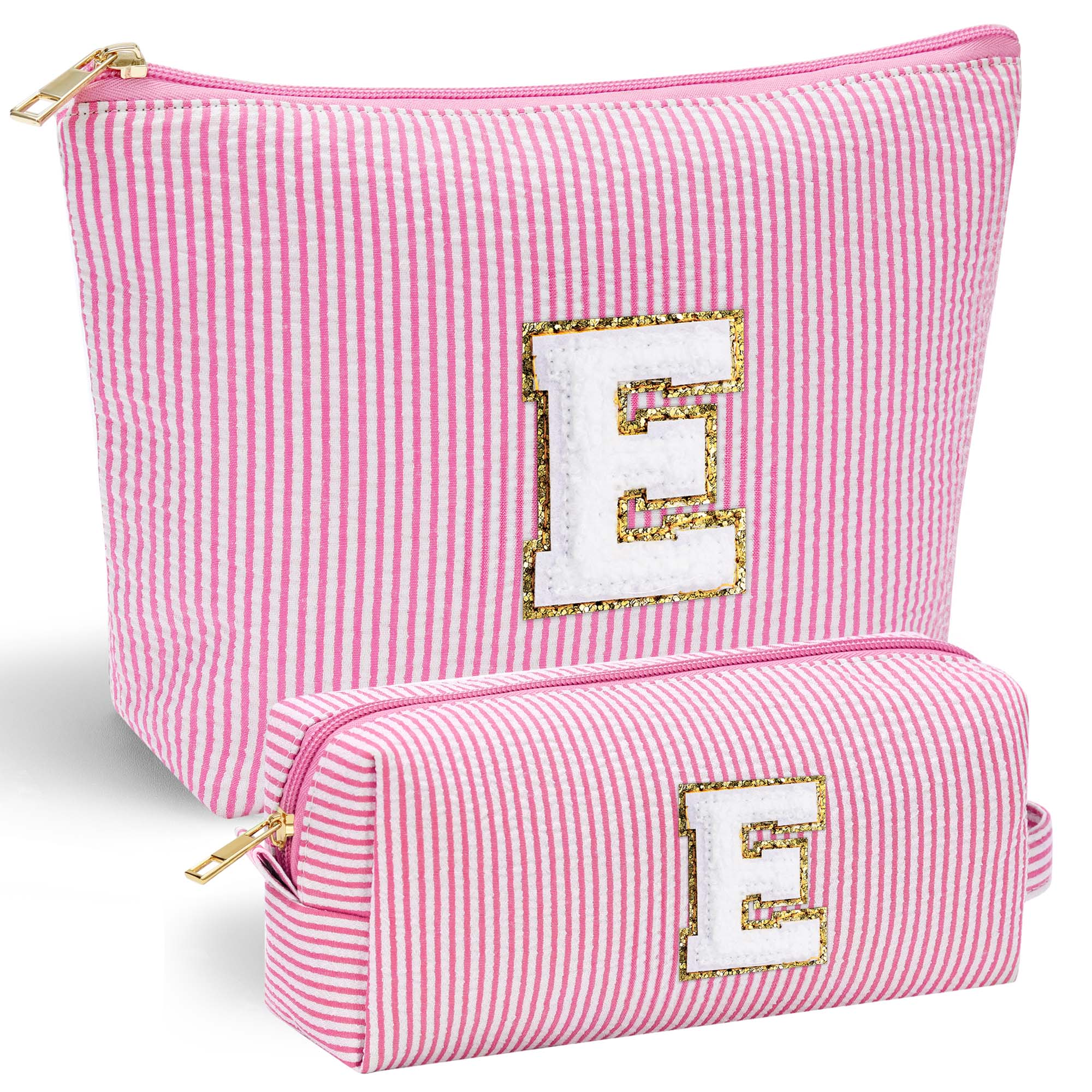 YOOLIFE Easter Basket Stuffers for Kids Teen Girls Women | Initial Makeup Bag | Pink Cosmetic Bag Travel Bags | 11 12 13 14 15 16 Years Old Girl Gift Teacher Gift Teen Girl Gifts Trendy Stuff A