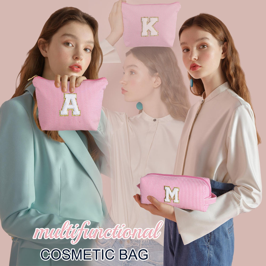 YOOLIFE Easter Basket Stuffers for Kids Teen Girls Women | Initial Makeup Bag | Pink Cosmetic Bag Travel Bags | 11 12 13 14 15 16 Years Old Girl Gift Teacher Gift Teen Girl Gifts Trendy Stuff A