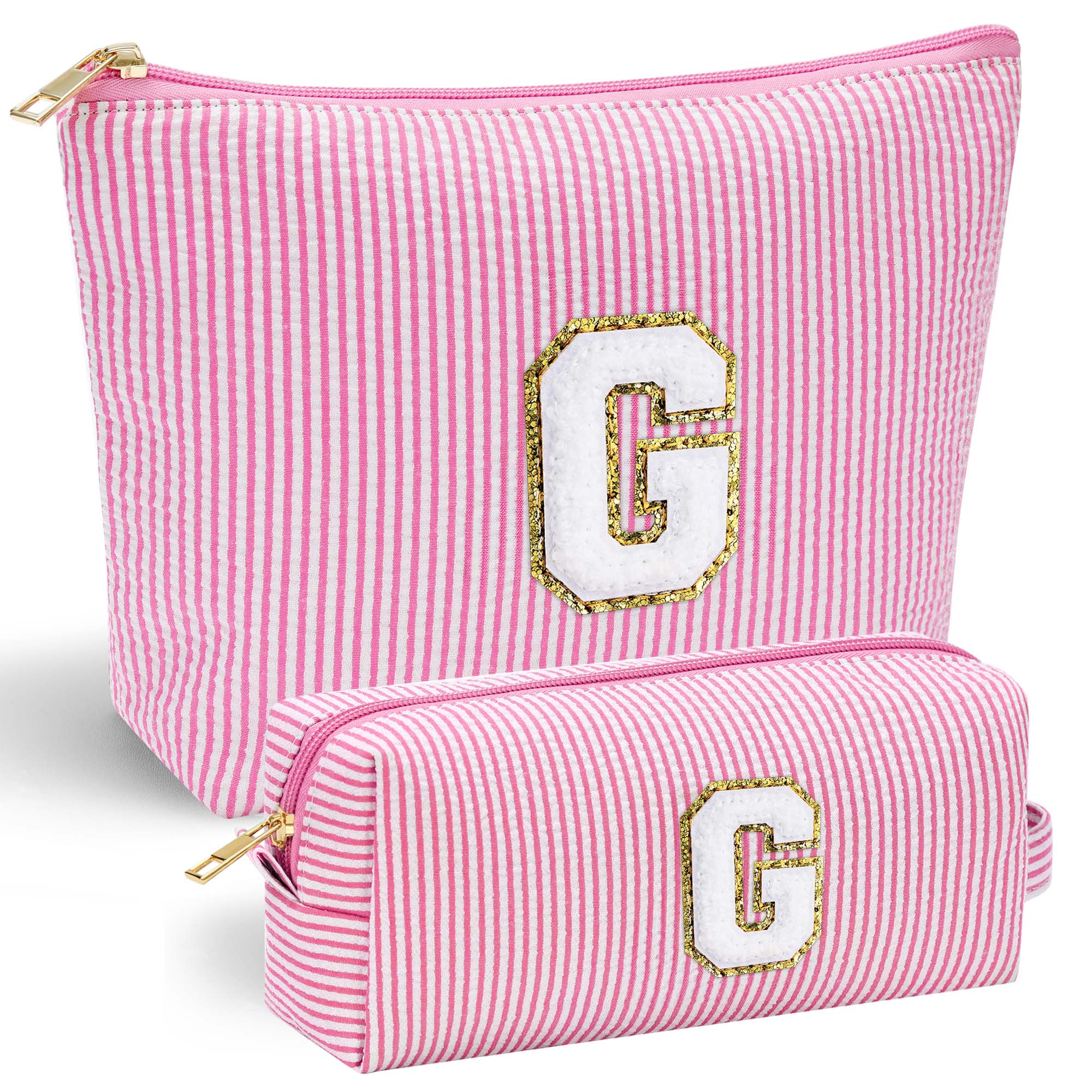 YOOLIFE Easter Basket Stuffers for Kids Teen Girls Women | Initial Makeup Bag | Pink Cosmetic Bag Travel Bags | 11 12 13 14 15 16 Years Old Girl Gift Teacher Gift Teen Girl Gifts Trendy Stuff A