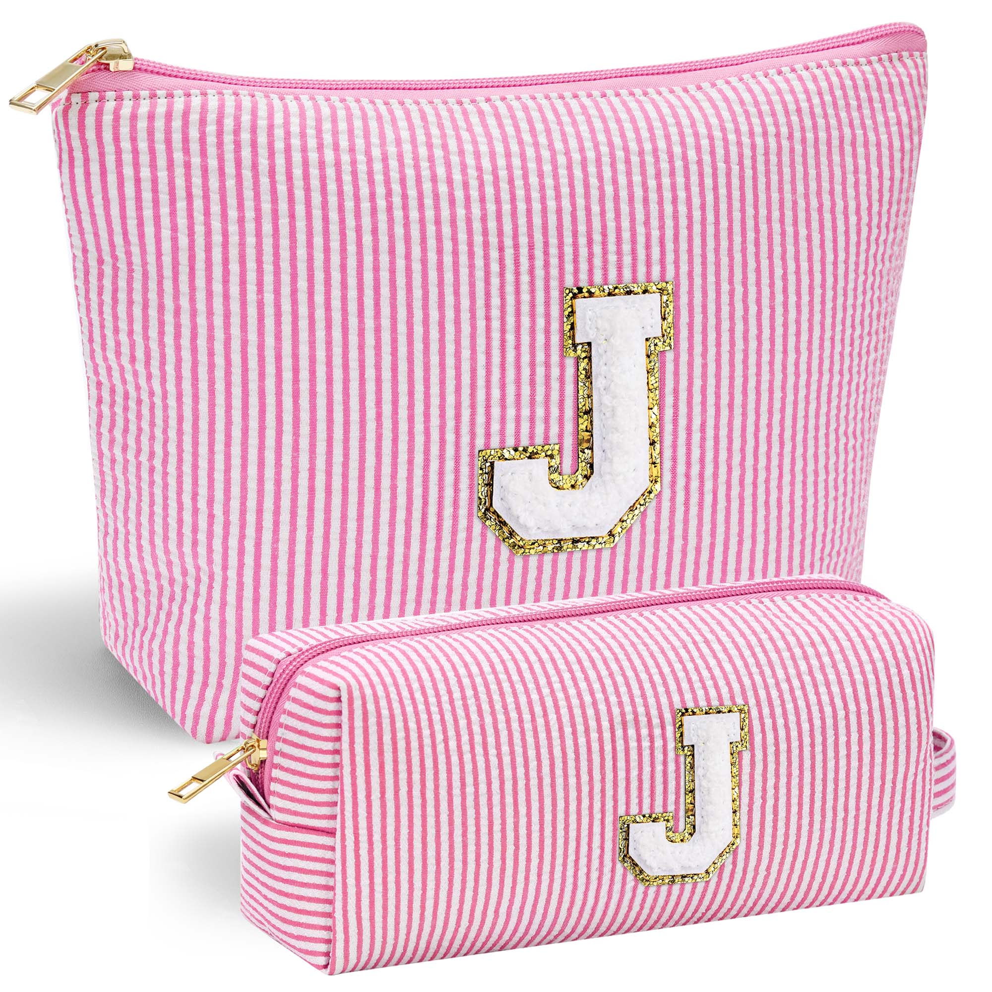 YOOLIFE Easter Basket Stuffers for Kids Teen Girls Women | Initial Makeup Bag | Pink Cosmetic Bag Travel Bags | 11 12 13 14 15 16 Years Old Girl Gift Teacher Gift Teen Girl Gifts Trendy Stuff A