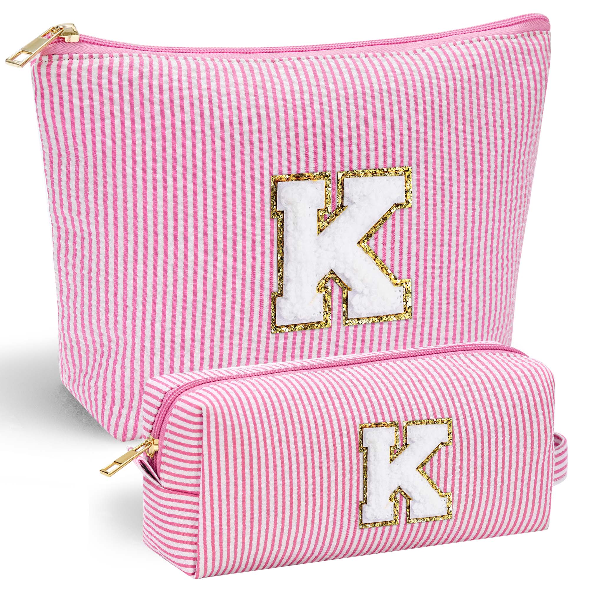 YOOLIFE Easter Basket Stuffers for Kids Teen Girls Women | Initial Makeup Bag | Pink Cosmetic Bag Travel Bags | 11 12 13 14 15 16 Years Old Girl Gift Teacher Gift Teen Girl Gifts Trendy Stuff A