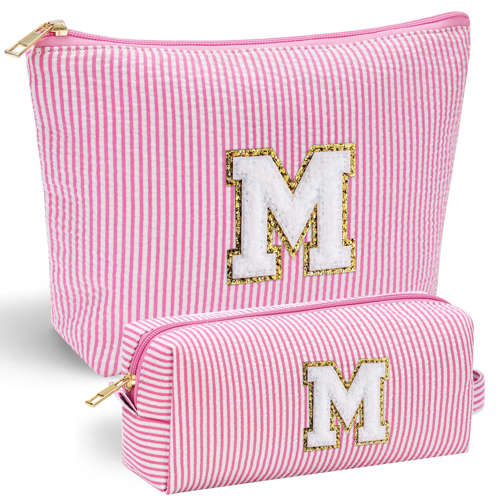 YOOLIFE Easter Basket Stuffers for Kids Teen Girls Women | Initial Makeup Bag | Pink Cosmetic Bag Travel Bags | 11 12 13 14 15 16 Years Old Girl Gift Teacher Gift Teen Girl Gifts Trendy Stuff A