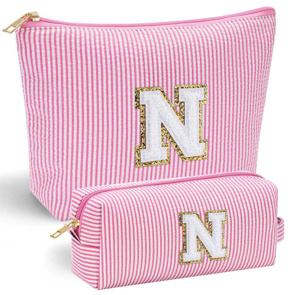 YOOLIFE Easter Basket Stuffers for Kids Teen Girls Women | Initial Makeup Bag | Pink Cosmetic Bag Travel Bags | 11 12 13 14 15 16 Years Old Girl Gift Teacher Gift Teen Girl Gifts Trendy Stuff A