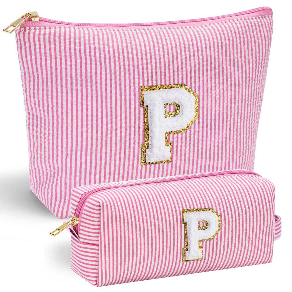 YOOLIFE Easter Basket Stuffers for Kids Teen Girls Women | Initial Makeup Bag | Pink Cosmetic Bag Travel Bags | 11 12 13 14 15 16 Years Old Girl Gift Teacher Gift Teen Girl Gifts Trendy Stuff A