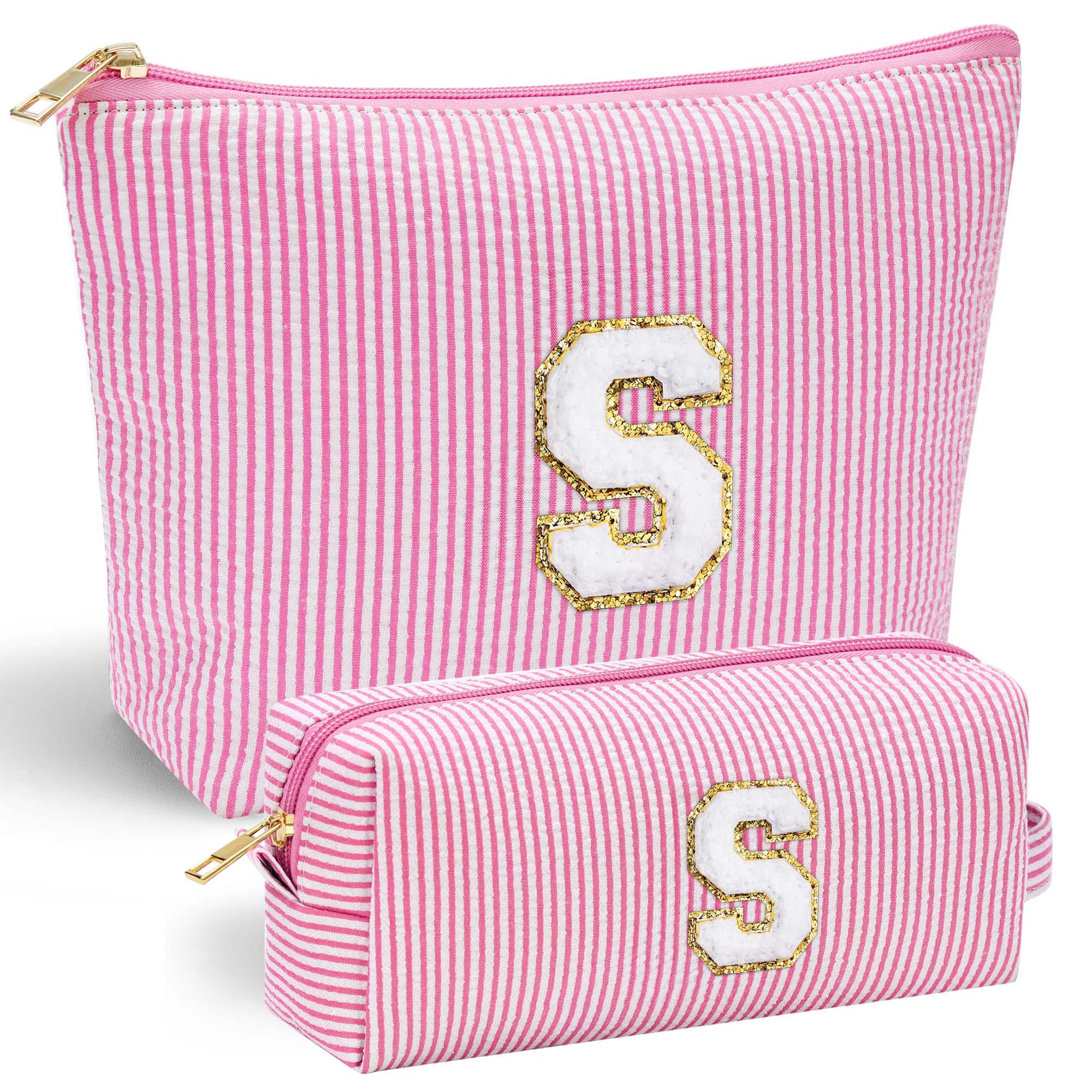 YOOLIFE Easter Basket Stuffers for Kids Teen Girls Women | Initial Makeup Bag | Pink Cosmetic Bag Travel Bags | 11 12 13 14 15 16 Years Old Girl Gift Teacher Gift Teen Girl Gifts Trendy Stuff A