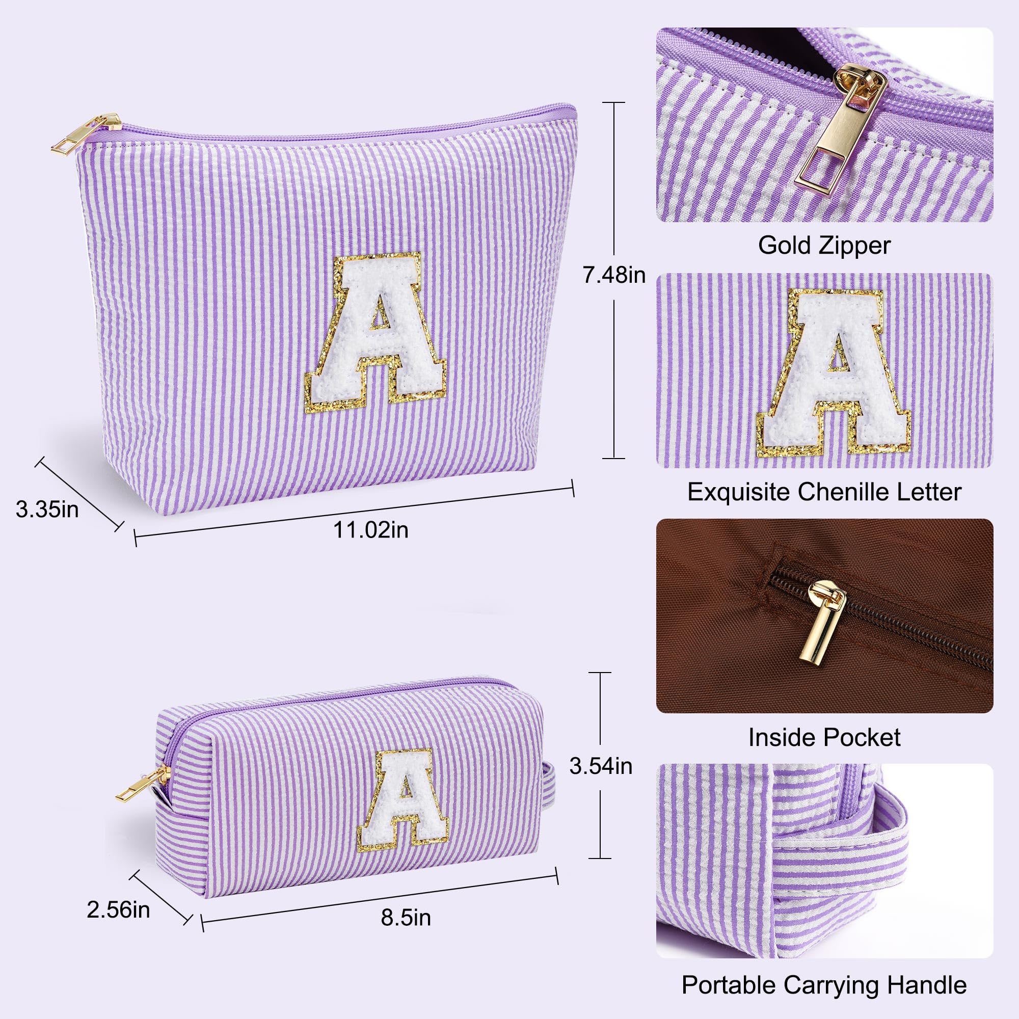 YOOLIFE Easter Basket Stuffers for Kids Teen Girls Women | Initial Makeup Bag | Pink Cosmetic Bag Travel Bags | 11 12 13 14 15 16 Years Old Girl Gift Teacher Gift Teen Girl Gifts Trendy Stuff A