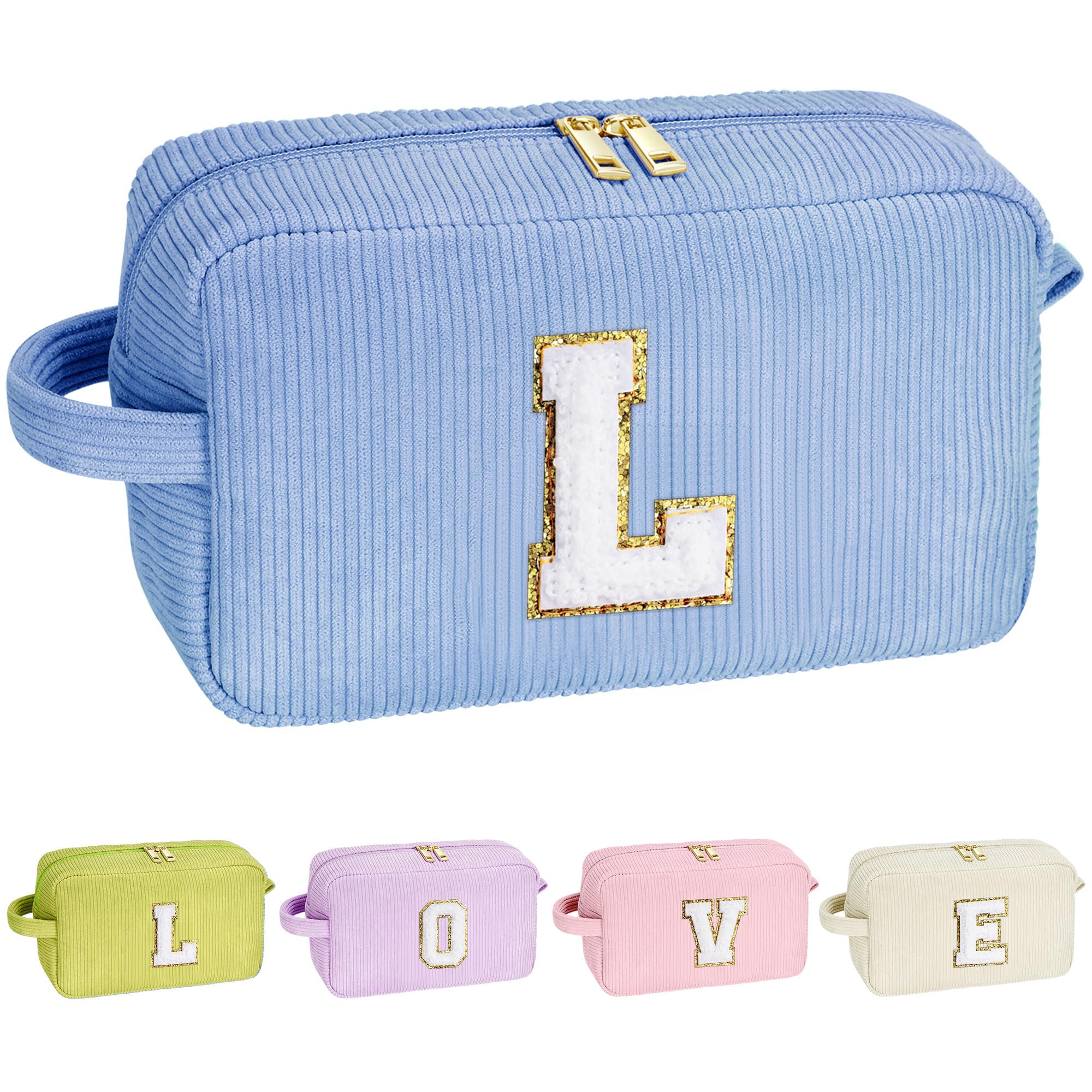 YOOLIFE Makeup Bags for Teen Girls Kid - 4 5 6 7 8 9 10 11 12 Year Old Girl Birthday Gift | Monogram Cute Makeup Bag, Teen Girl Gifts for Daughter, Birthday Gifts for Women Her Girls Pink Letter A