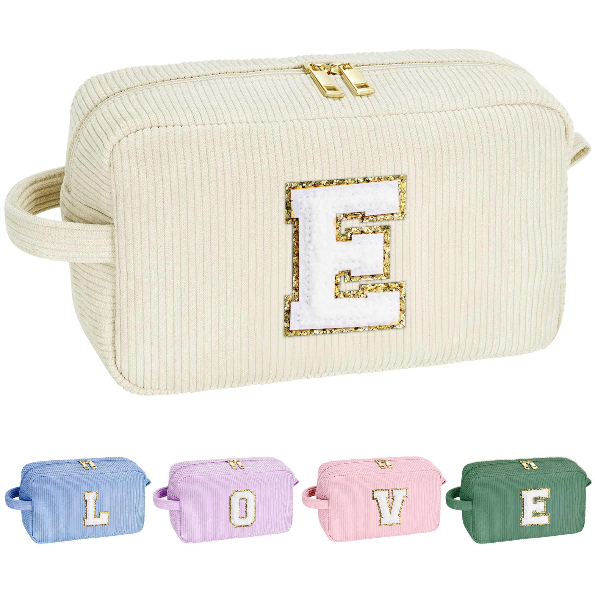 YOOLIFE Makeup Bags for Teen Girls Kid - 4 5 6 7 8 9 10 11 12 Year Old Girl Birthday Gift | Monogram Cute Makeup Bag, Teen Girl Gifts for Daughter, Birthday Gifts for Women Her Girls Pink Letter A