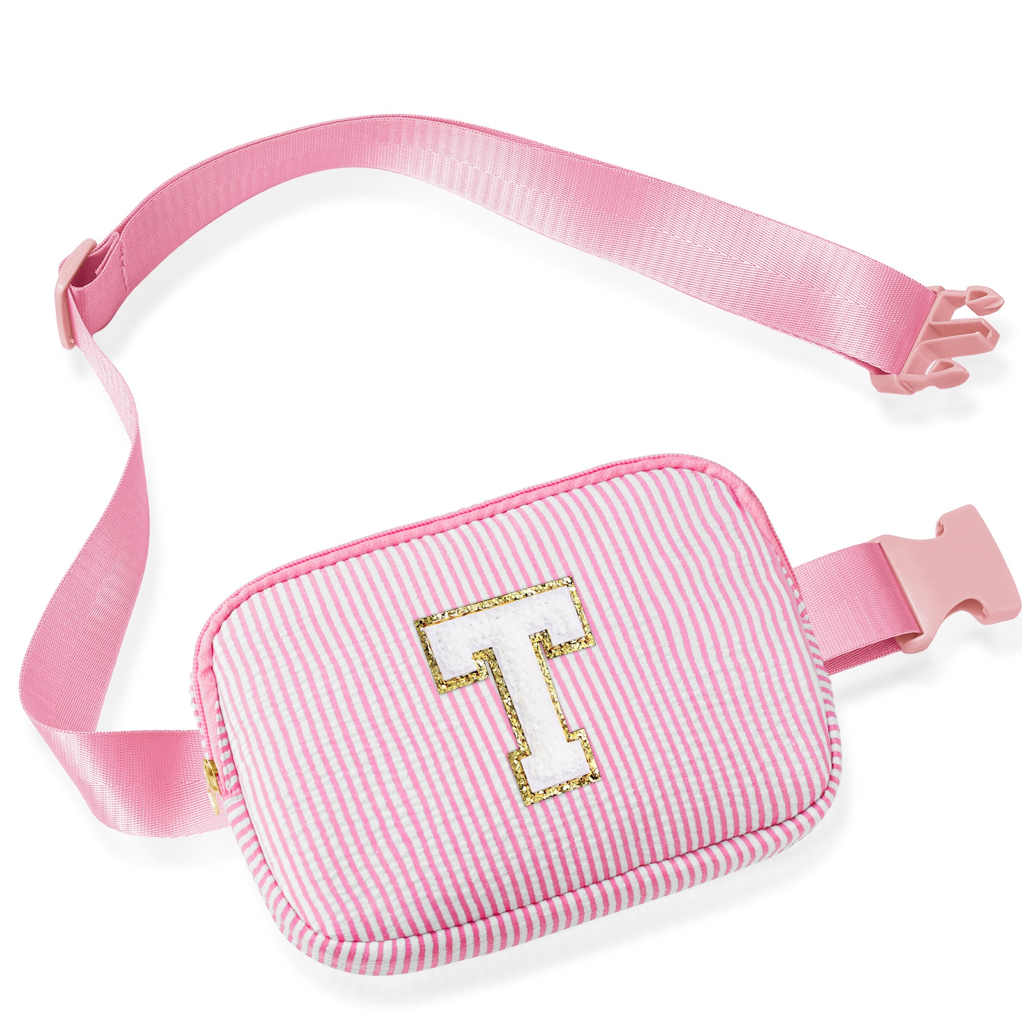YOOLIFE Initial Crossbody Bag Belt Bag | Fanny Pack Birthday Gifts for Daughter Sister Friends | Gifts for Girls | Personalized Gift for Women | Belt Bag Fanny Pack Pink A