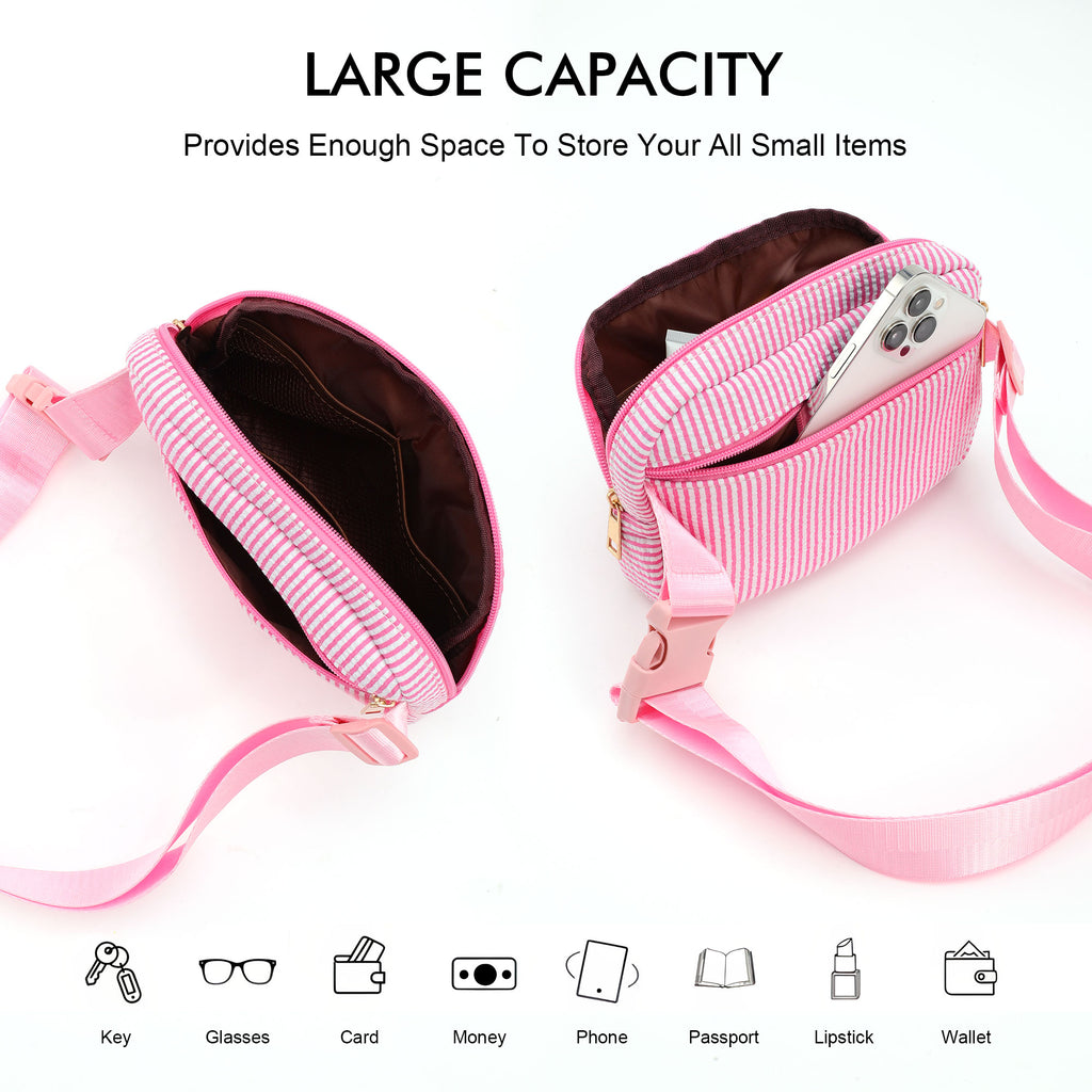 YOOLIFE Initial Crossbody Bag Belt Bag | Fanny Pack Birthday Gifts for Daughter Sister Friends | Gifts for Girls | Personalized Gift for Women | Belt Bag Fanny Pack Pink A