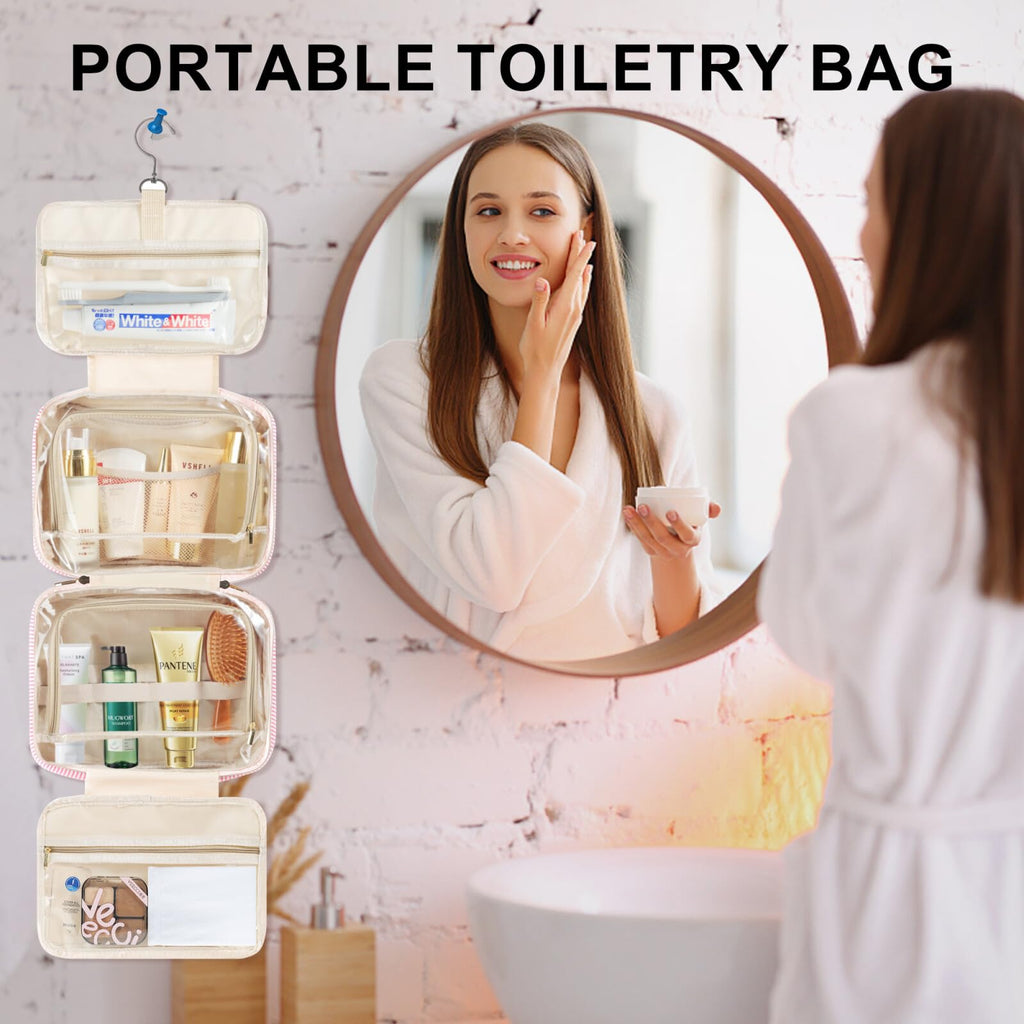 YOOLIFE Gifts for Girls Women - 8 9 10 11 12 13 14 15 16 17 Year Old Girls Birthday Gifts, Initial Hanging Toiletry Bag & Makeup Bag, Travel Cruise Essentials, Pink A