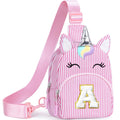 YOOLIFE Birthday Gifts for 2 3 4 5 6 7 8 Year Old Girls, Small Sling Bag Initial Fanny Pack for Girls, Unicorn Crossbody Bag Purse Cute Gifts for Little Girl, Pink (A)